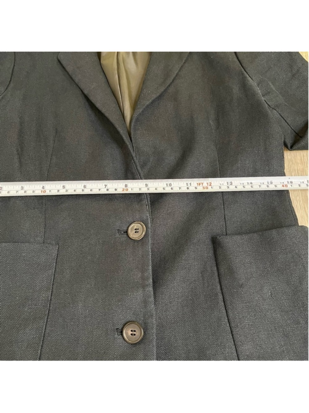 ARITZIA Wilfred Linen Blazer, Relaxed Fit, Dark Teal Blue, Size 4 - Picture 12 of 16